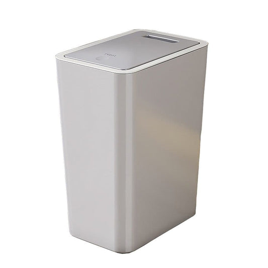 10L Gray Trash Can with Lid, Durable Corrosion-Resistant Odor and Leak Proof for Kitchen Bathroom Living V1188-MS-325-1104