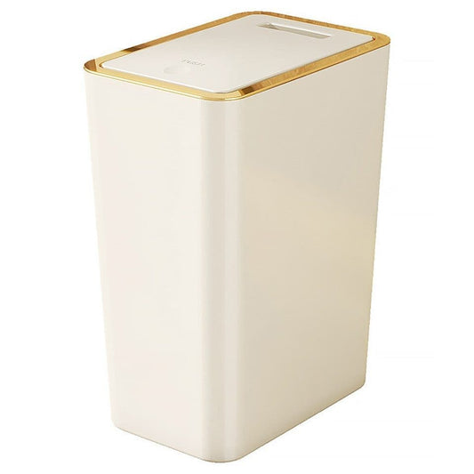 10L Beige Trash Can with Lid, Durable Corrosion-Resistant Odor-Proof Leak-Proof for Kitchen Bathroom Living V1188-MS-325-1105