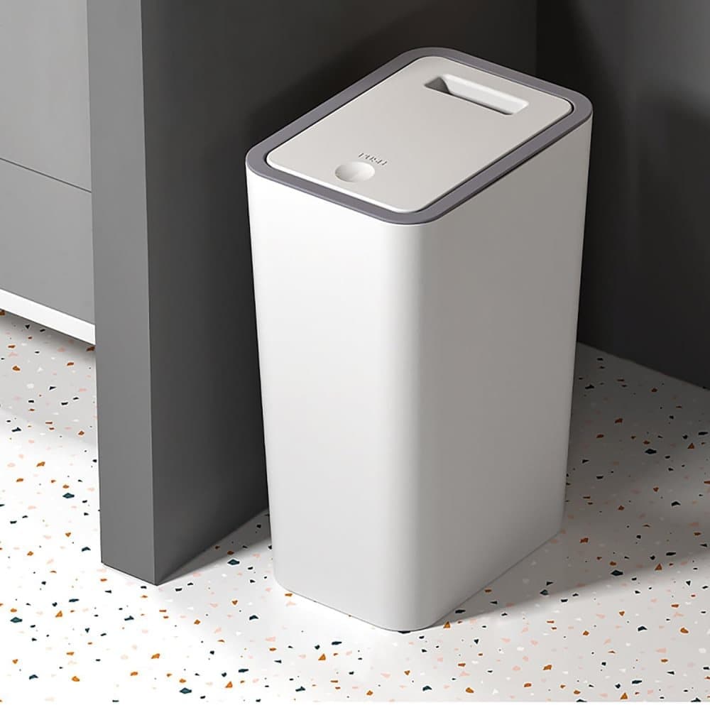 12L White Trash Can with Lid, Durable Corrosion-Resistant Odor-Proof Leak-Proof for Kitchen Bathroom Living V1188-MS-325-1108