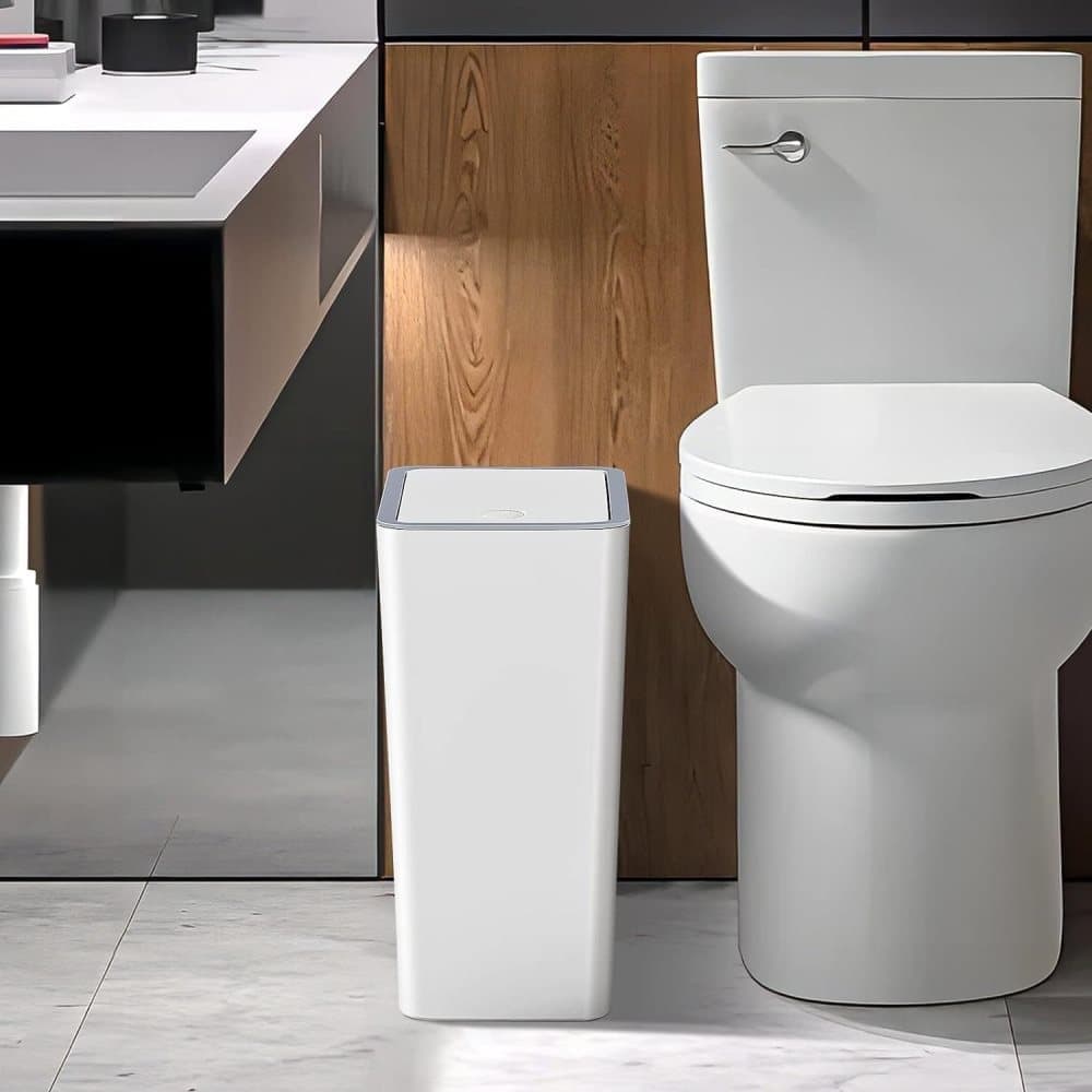 12L White Trash Can with Lid, Durable Corrosion-Resistant Odor-Proof Leak-Proof for Kitchen Bathroom Living V1188-MS-325-1108