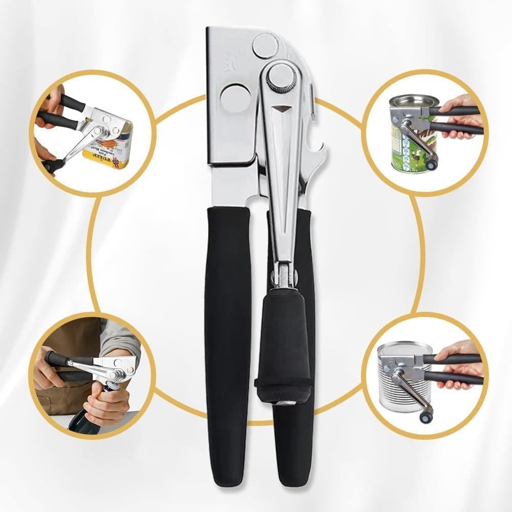 Manual Can Opener with Crank Handle, Foldable, Carbon Steel Blade, 5.2x22 cm, for Kitchen and Camping V1188-MS-325-1114