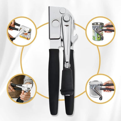 Manual Can Opener with Crank Handle, Foldable, Carbon Steel Blade, 5.2x22 cm, for Kitchen and Camping V1188-MS-325-1114