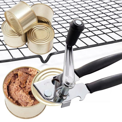 Manual Can Opener with Crank Handle, Foldable, Carbon Steel Blade, 5.2x22 cm, for Kitchen and Camping V1188-MS-325-1114