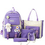 5-Piece Purple School Backpack Set for Students and Teenagers, Compatible with Travel V1188-MS-325-1115
