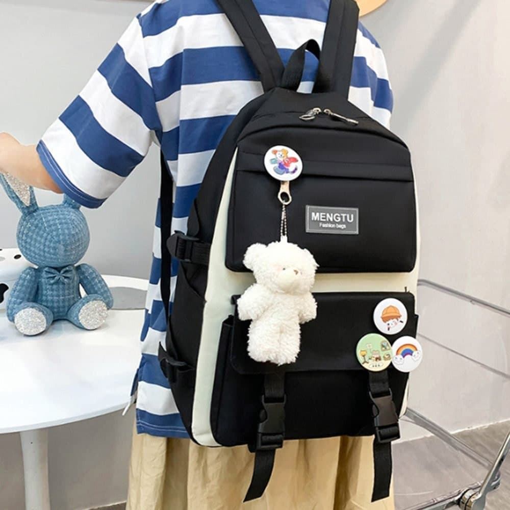 5-Piece School Backpack Set for Students and Teenagers, Black V1188-MS-325-1116