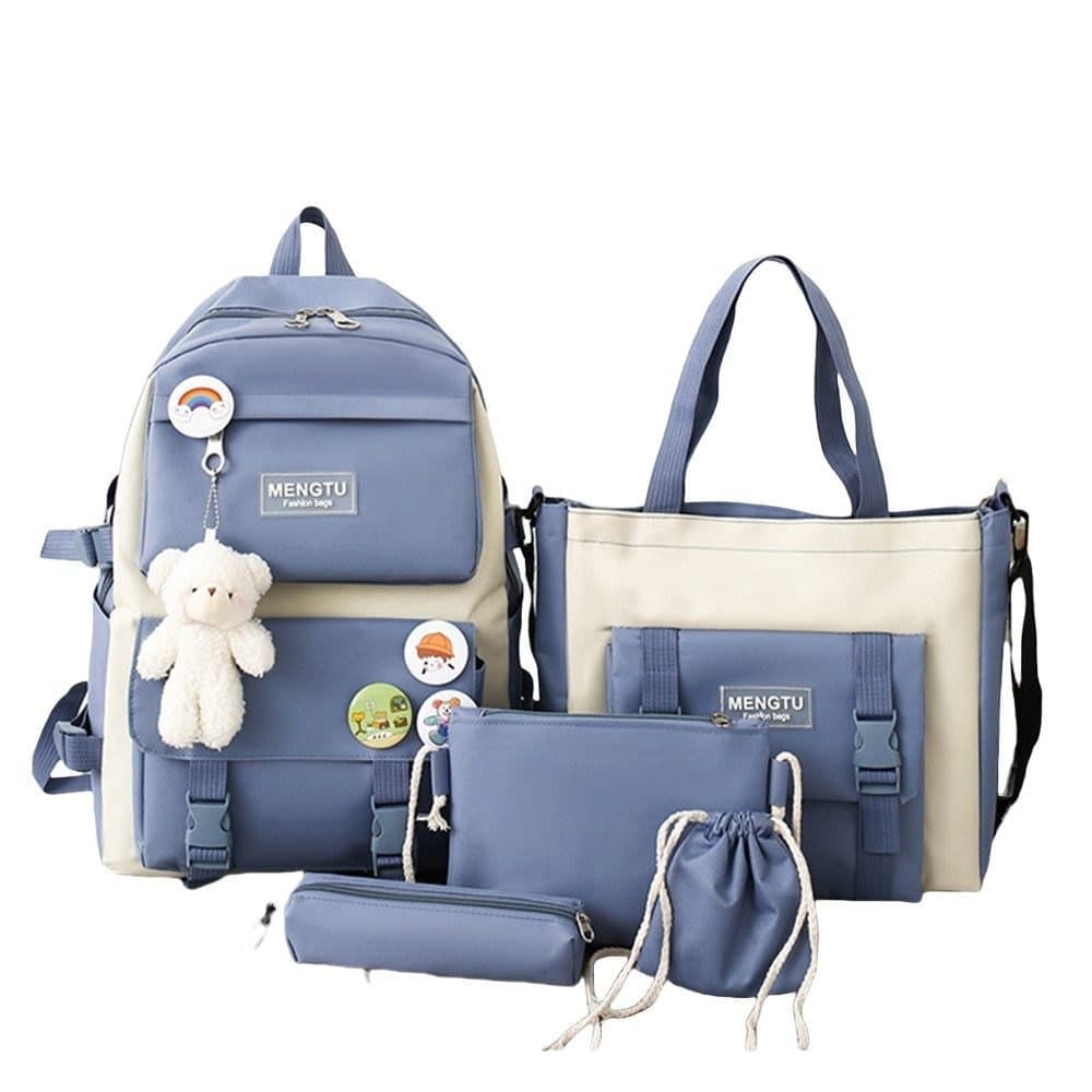 5-Piece Blue School Backpack Set for Students and Teenagers, for Travel and School Use V1188-MS-325-1118