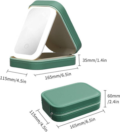 Portable Makeup Bag with LED Mirror, 3 Light Modes & Storage Compartment, Travel Cosmetic Organizer for V1188-MS-325-1119