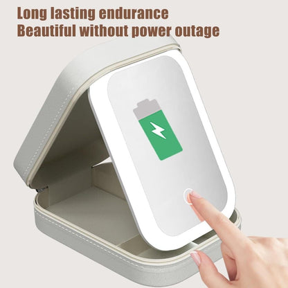 Portable Makeup Bag with LED Mirror 3 Light Modes, Travel Cosmetic Organizer for Women, White V1188-MS-325-1120