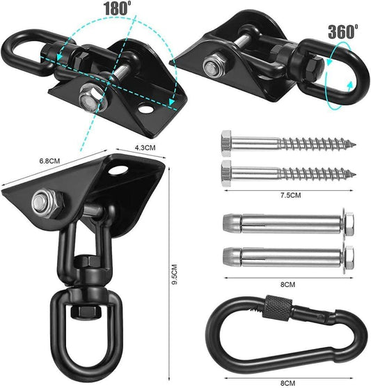 450kg Stainless Steel Swing Hooks with Screws for Hanging Chair Swing Yoga Towel, 360 degrees Rotation V1188-MS-325-1122