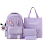 Cute Rabbit Ears School Backpack for Girls 4-Piece, Large Space with Multiple Compartments, Purple V1188-MS-325-1126