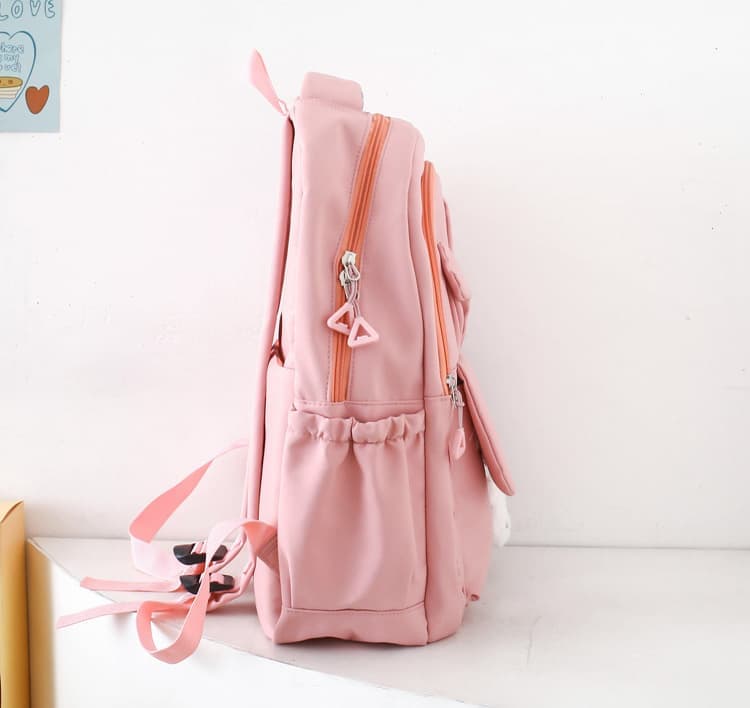 Cute Rabbit Ears School Backpack for Girls 4-Piece, Large Space with Multiple Compartments, Purple V1188-MS-325-1126