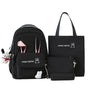 Cute Rabbit Ears Backpack for School Girls, 4-Piece, Large Space with Multiple Compartments, Black V1188-MS-325-1128