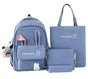 Cute Rabbit Ears School Backpack for Girls 4-Piece, Large Space Multiple Compartments, Blue, with Oral-B V1188-MS-325-1129