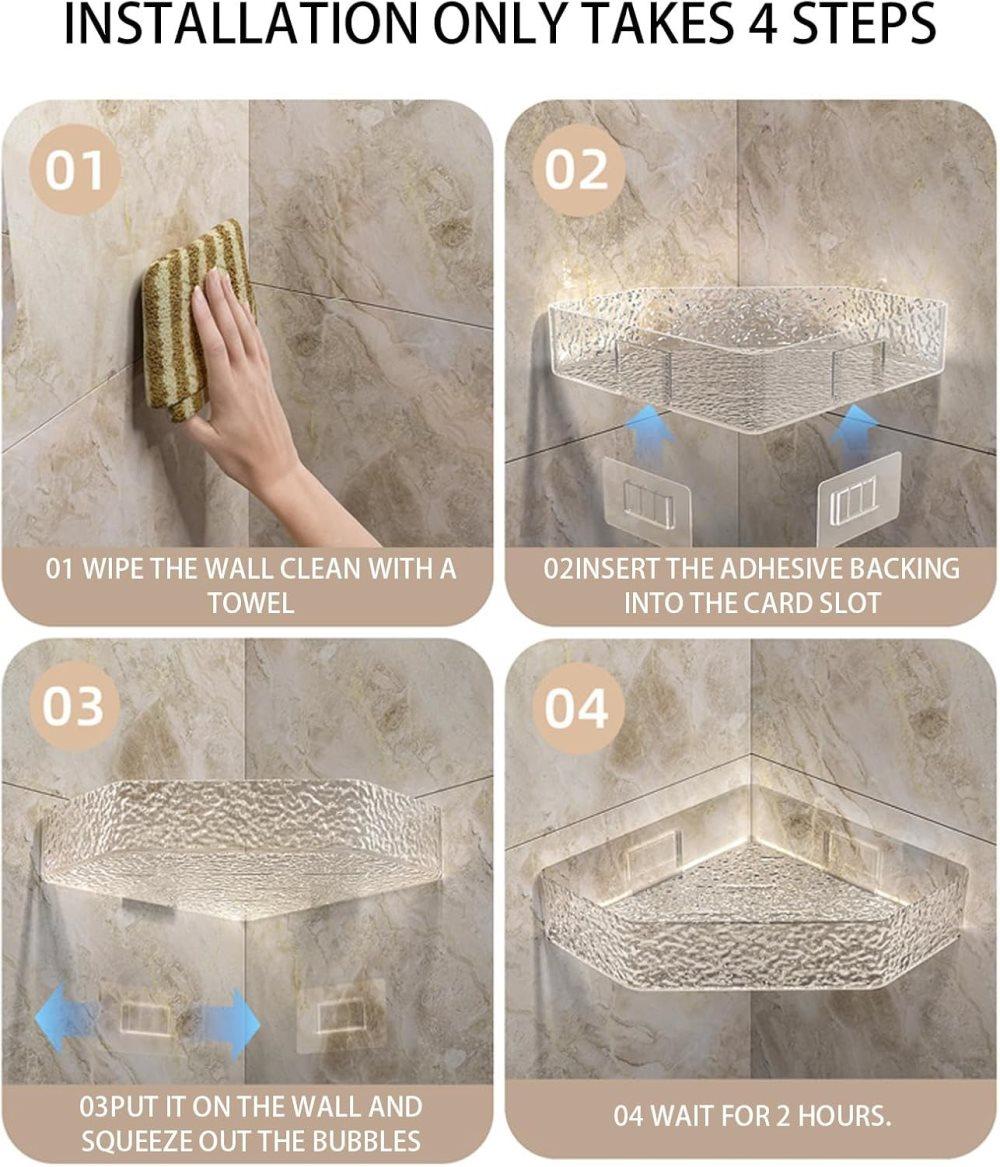 Hanging Shower Storage Shelf for Shampoo Soap and Bottles, No Drilling Bathroom Organizer V1188-MS-325-1130