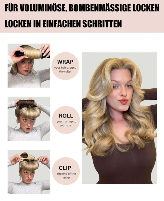 Heat-Free Hair Curlers 4-piece, Gentle Flexible Curling Rollers with Hook, No Heat Hair Care, Wood V1188-MS-325-1141