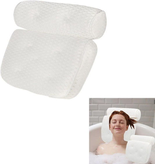 Bathtub Cushion with 7 Suction Cups and 4D Breathable Headrest for Relaxation, White, Compatible with V1188-MS-325-1151