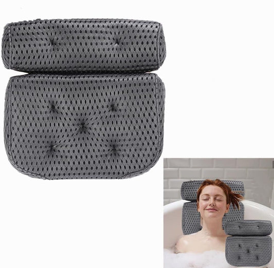 Bathtub Cushion with 7 Suction Cups, 4D Breathable Headrest for Relaxation, Compatible with Bathtubs & V1188-MS-325-1152