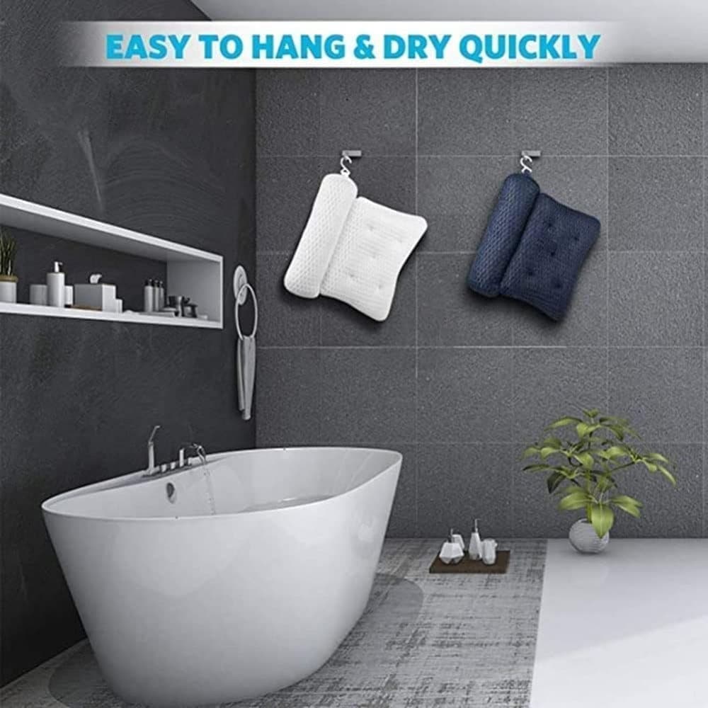 Bathtub Cushion with 7 Suction Cups, 4D Breathable Headrest for Relaxation, Compatible with Bathtubs & V1188-MS-325-1153