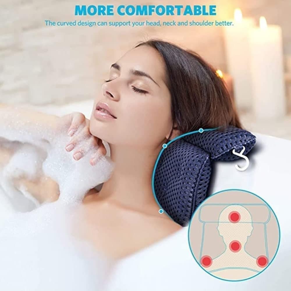 Bathtub Cushion with 7 Suction Cups, 4D Breathable Headrest for Relaxation, Compatible with Bathtubs & V1188-MS-325-1153