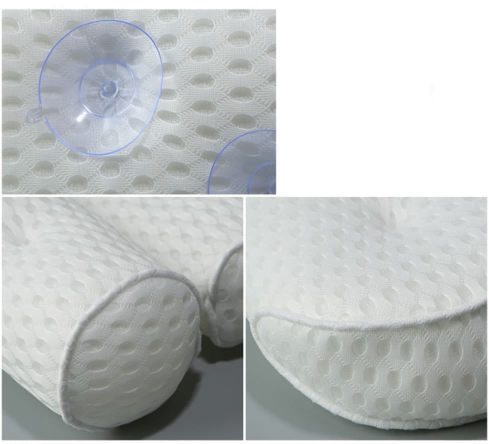 Bathtub Cushion with 7 Suction Cups, 4D Breathable Headrest for Relaxation, Compatible with Bathtubs & V1188-MS-325-1153
