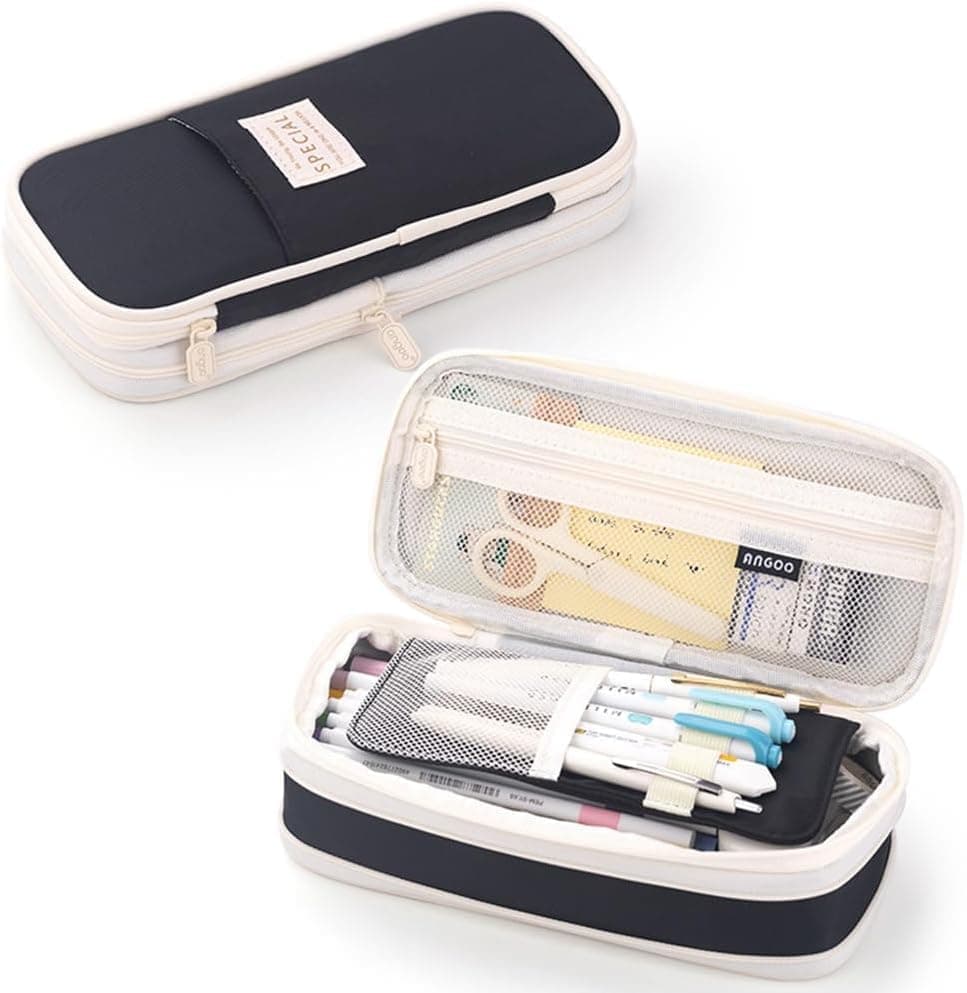Large Capacity Foldable Multifunctional Pencil Case with Zipper, Black V1188-MS-325-1155