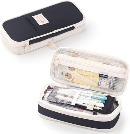 Large Capacity Foldable Multifunctional Pencil Case with Zipper, Black V1188-MS-325-1155
