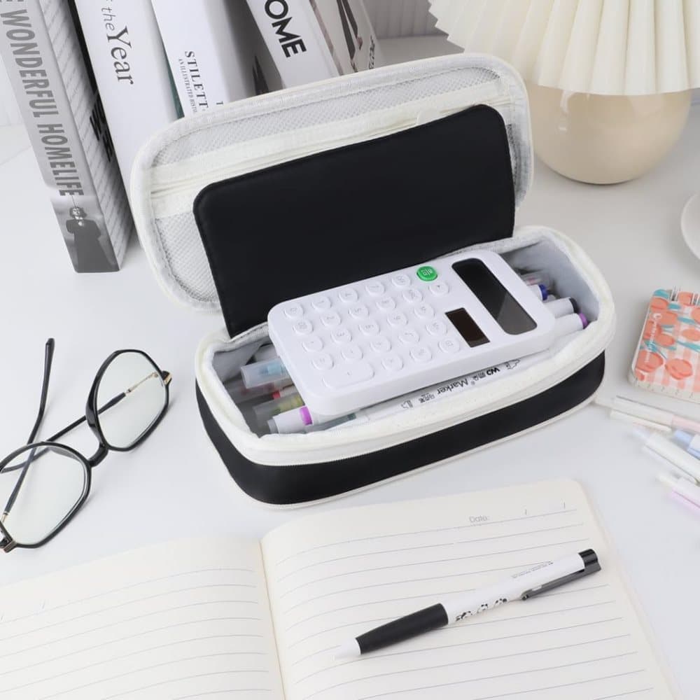 Large Capacity Foldable Multifunctional Pencil Case with Zipper, Black V1188-MS-325-1155