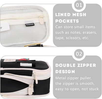Large Capacity Foldable Multifunctional Pencil Case with Zipper, Black V1188-MS-325-1155