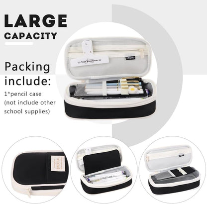 Large Capacity Foldable Multifunctional Pencil Case with Zipper, Black V1188-MS-325-1155