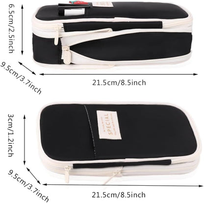 Large Capacity Foldable Multifunctional Pencil Case with Zipper, Black V1188-MS-325-1155