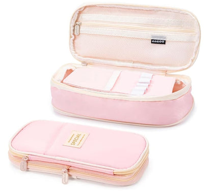 Pink Foldable Multifunctional Pencil Case with Zipper, Large Capacity Travel Pencil Case V1188-MS-325-1156