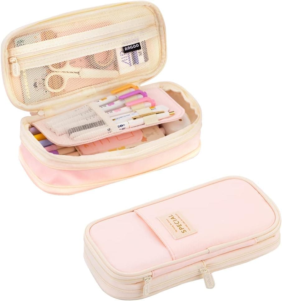 Pink Foldable Multifunctional Pencil Case with Zipper, Large Capacity Travel Pencil Case V1188-MS-325-1156