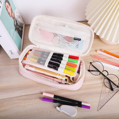 Pink Foldable Multifunctional Pencil Case with Zipper, Large Capacity Travel Pencil Case V1188-MS-325-1156