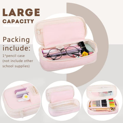 Pink Foldable Multifunctional Pencil Case with Zipper, Large Capacity Travel Pencil Case V1188-MS-325-1156