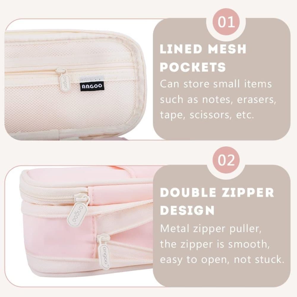 Pink Foldable Multifunctional Pencil Case with Zipper, Large Capacity Travel Pencil Case V1188-MS-325-1156