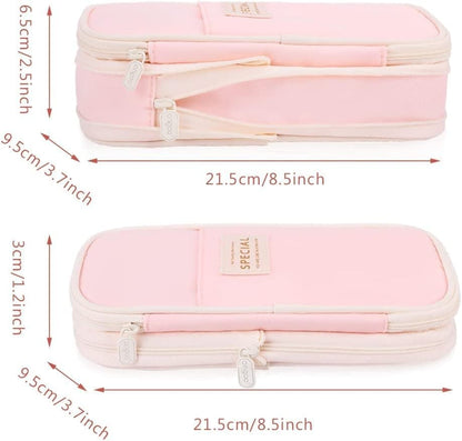 Pink Foldable Multifunctional Pencil Case with Zipper, Large Capacity Travel Pencil Case V1188-MS-325-1156