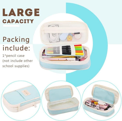 Blue Foldable Multifunctional Zipper Pencil Case, Large Capacity Travel Organizer V1188-MS-325-1157