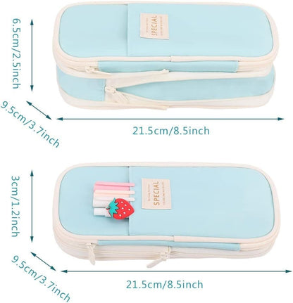 Blue Foldable Multifunctional Zipper Pencil Case, Large Capacity Travel Organizer V1188-MS-325-1157