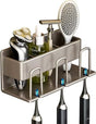 3-Piece Toothbrush Holder with Cup, Wall Mounted No Drilling Aluminum, Compatible with Oral-B, Light Gray V1188-MS-325-1158