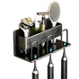 3-Piece Toothbrush Holder with Cup, Wall Mount No Drilling, Aluminum, Compatible with Oral-B, Black V1188-MS-325-1160