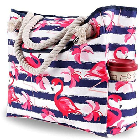 Waterproof Sand Resistant Beach Bag with Oxford Fabric, Large Capacity Tote for Picnic and Outings, Pink V1188-MS-325-1162