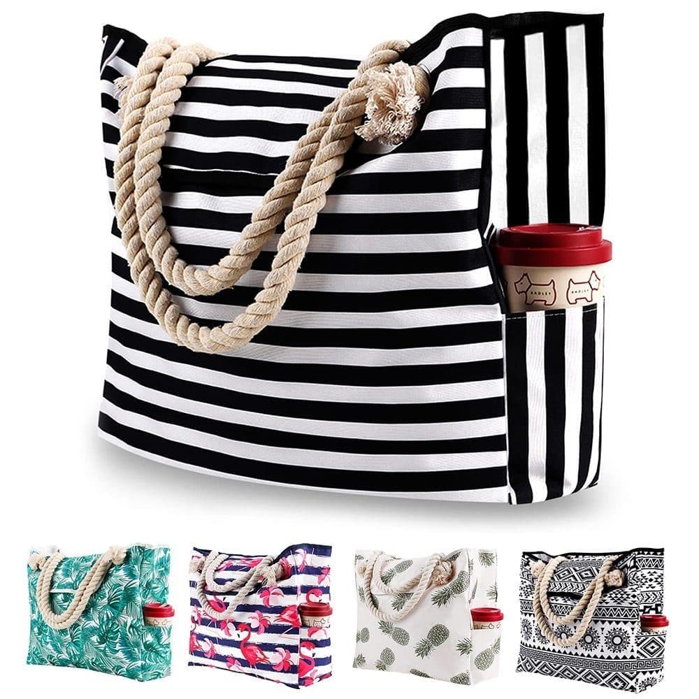 Large Beach Picnic Bag, Black V1188-MS-325-1165
