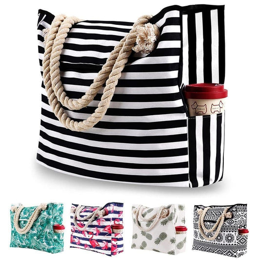 Large Beach Picnic Bag, Black V1188-MS-325-1165