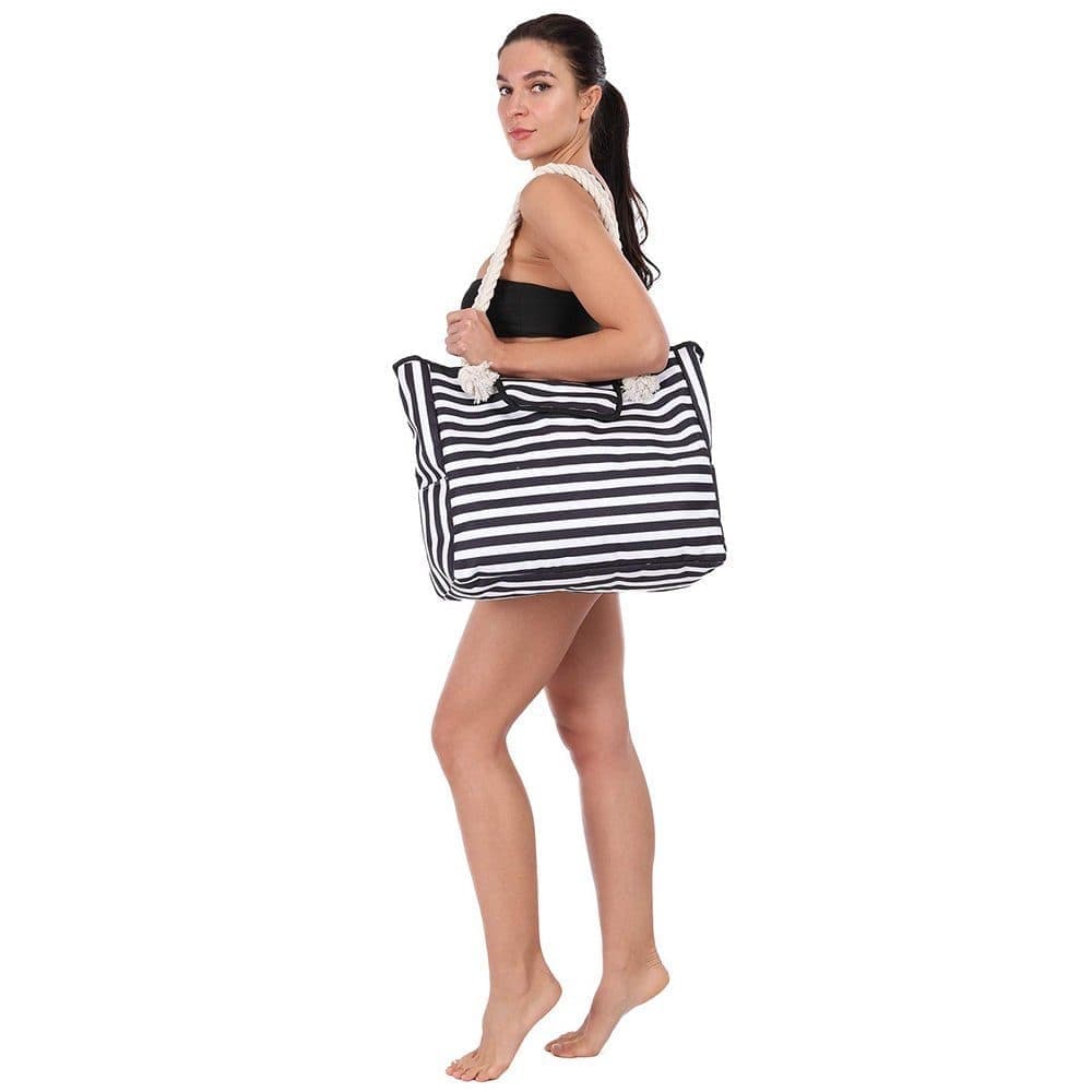 Large Beach Picnic Bag, Black V1188-MS-325-1165