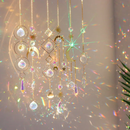Solar Wind Chimes 6-pack with Crystal Pendants, Reflects Light for Beautiful Patterns, 12 inches, Gold V1188-MS-325-1168