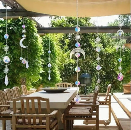 Solar Wind Chimes 6-pack with Crystal Pendants, Reflects Light for Beautiful Patterns, 12 inches, Gold V1188-MS-325-1168