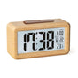 LCD Digital Alarm Clock with Smart Light Sensor, Manual Backlight, Snooze, Battery Operation, Solid Beech V1188-MS-325-1170