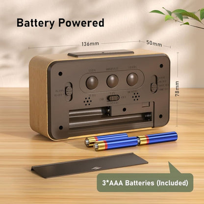 LCD Digital Alarm Clock with Smart Light Sensor, Manual Backlight, Snooze, Battery Operation, Solid Beech V1188-MS-325-1170