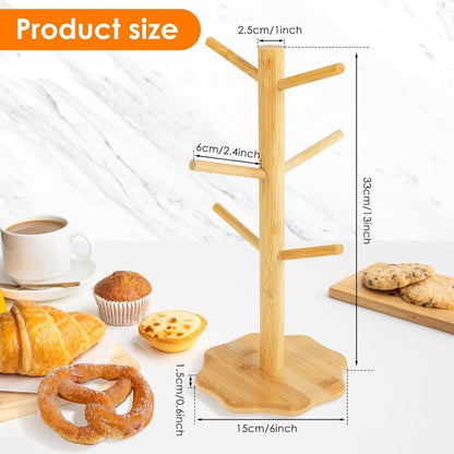 1-pack Wooden Pretzel Stand Tree-Shaped for Restaurant Cafe Bar Kitchen Decoration, Brown, Bamboo V1188-MS-325-1172