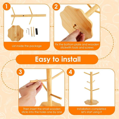 1-pack Wooden Pretzel Stand Tree-Shaped for Restaurant Cafe Bar Kitchen Decoration, Brown, Bamboo V1188-MS-325-1172
